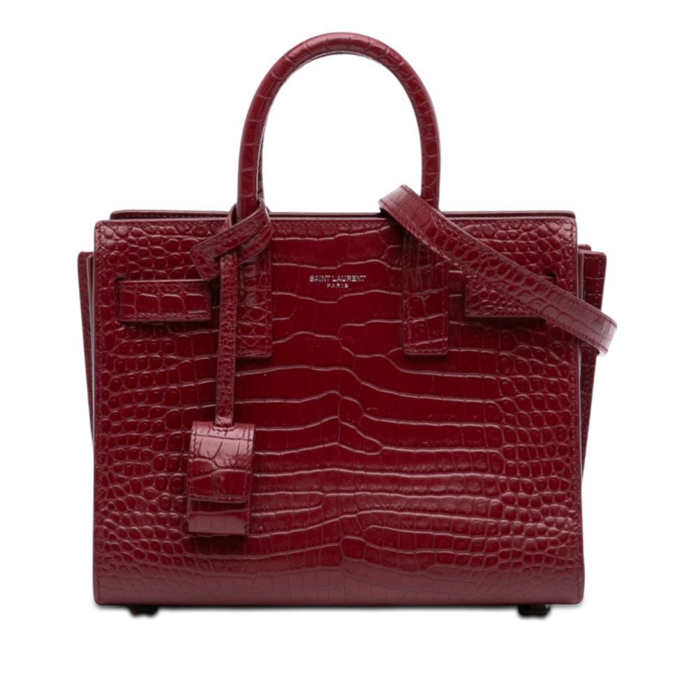 Pre-Loved Saint Laurent Nano Croc Embossed Leather Sac De Jour Satchel
